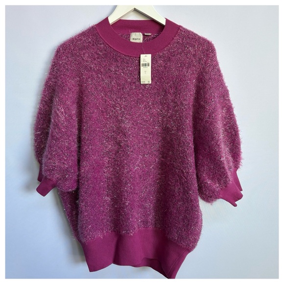 NWT Anthropologie Maeve The Violetta Short-Sleeve Tinsel Sweater size L - Picture 6 of 10